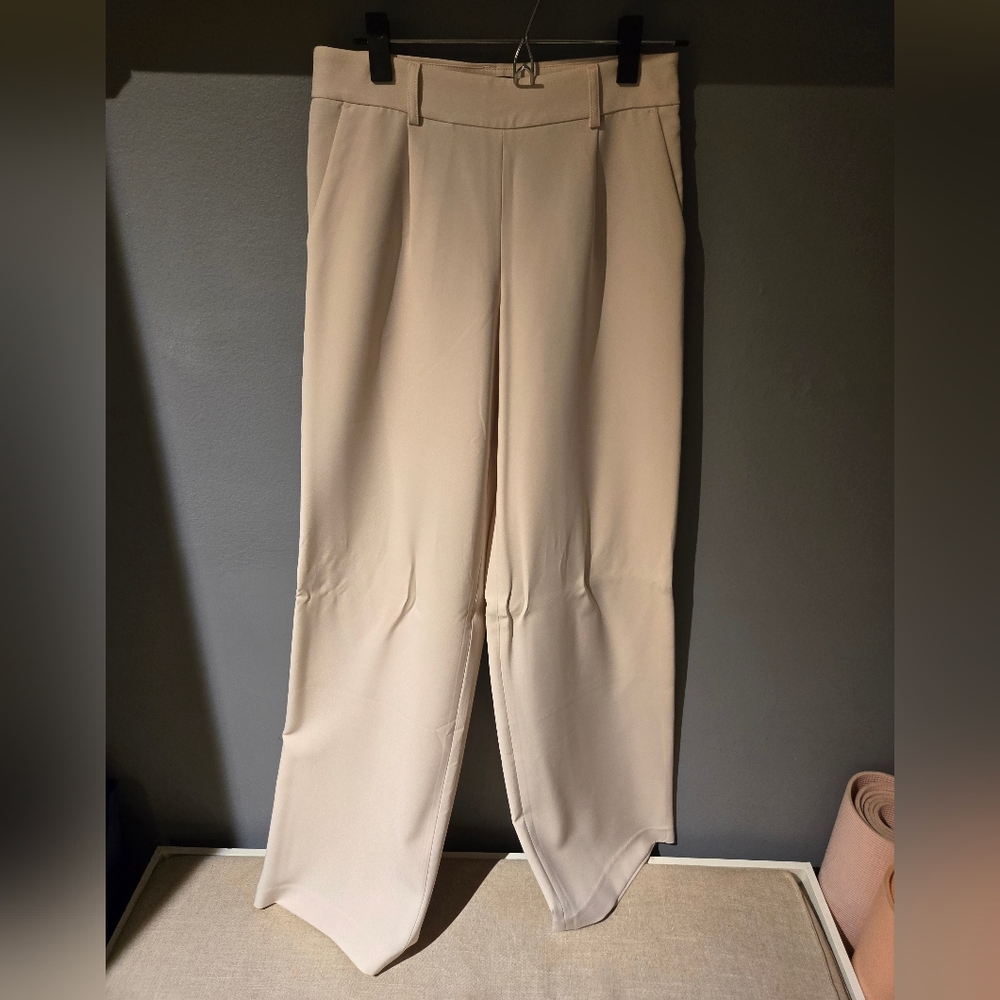 Express Wide Leg Elegant Cream Trousers - 2 LONG